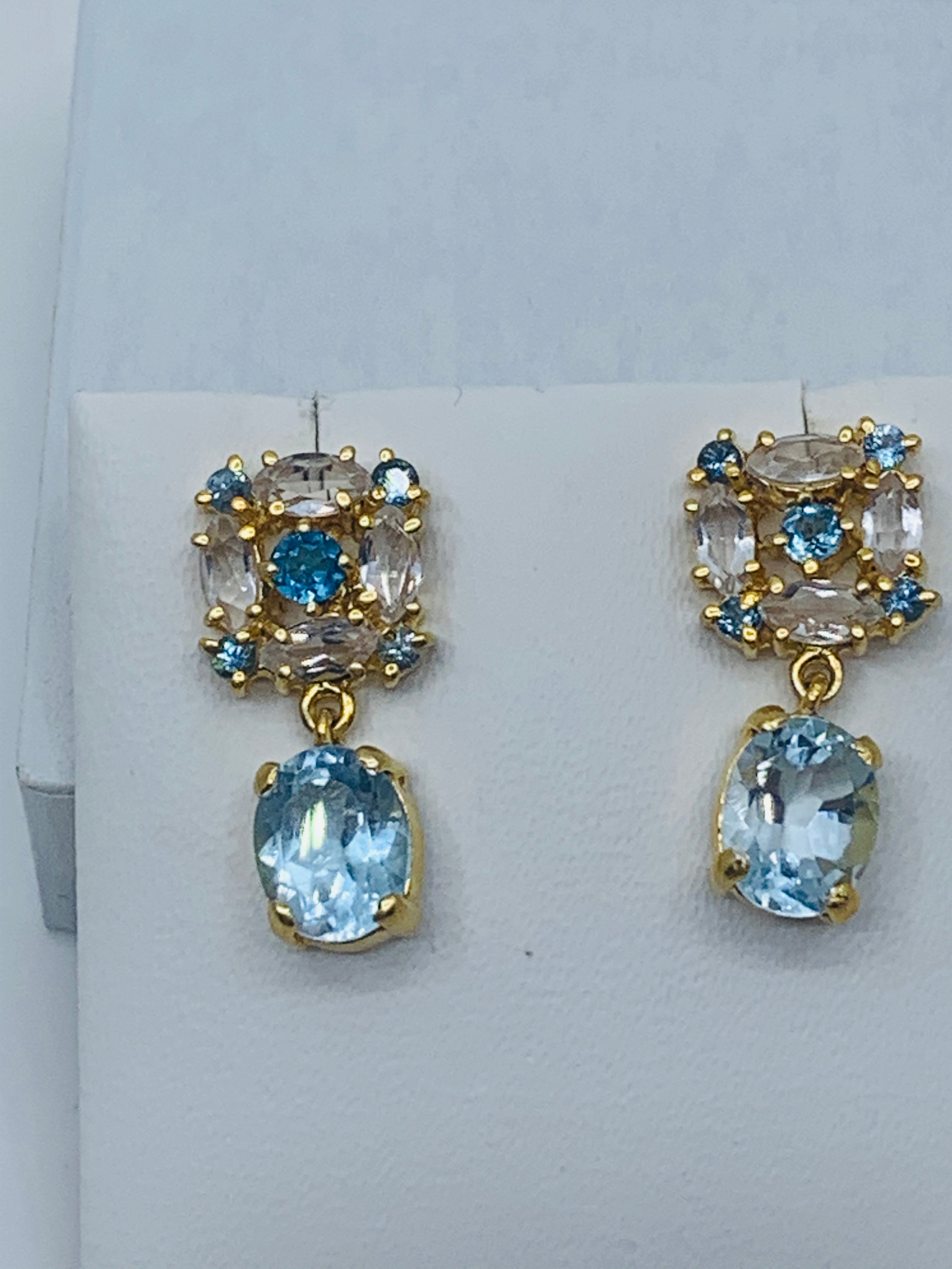 Blue & White topaz earrings