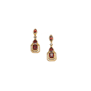Garnet & American diamond earrings
