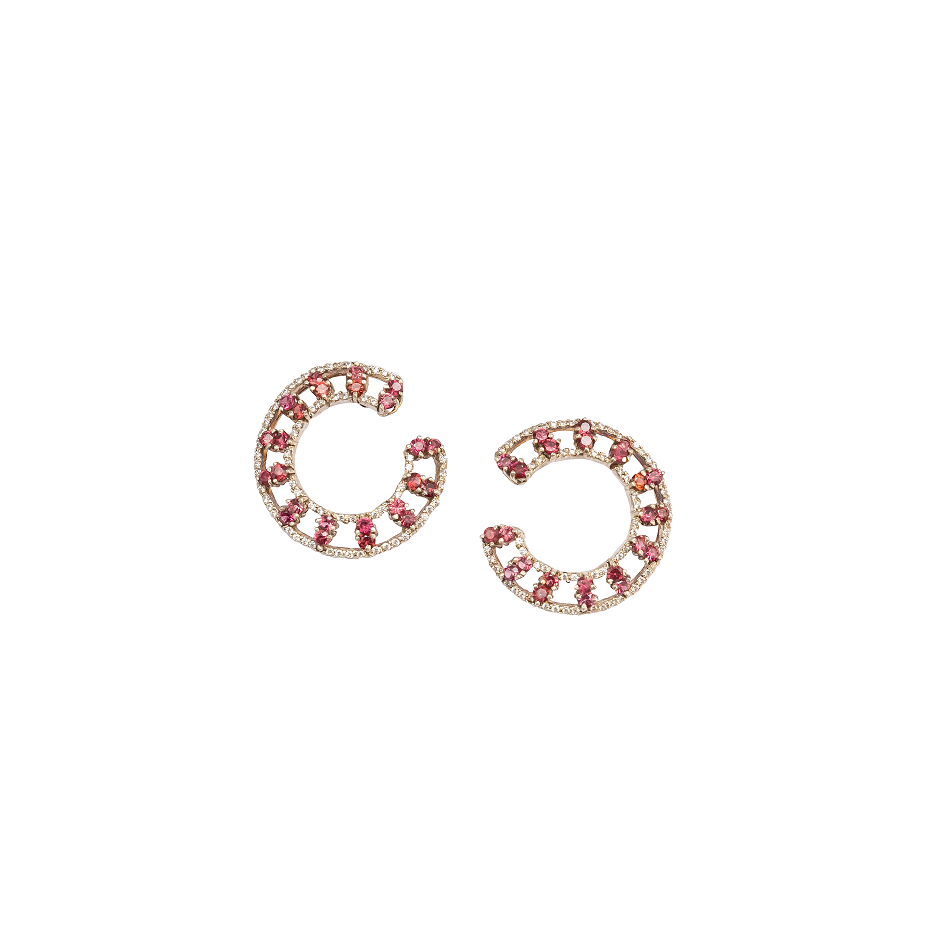 Rose garnet & American Diamond hoop earrings